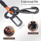 VIVAGLORY Dog Seat Belt Tuffbelt Dog Car Harness, Seatbelt with Clip & Hook for Car Travel, Chew Proof Anti Chew Unchewable Metal Safety Tether Restraint, S, Orange