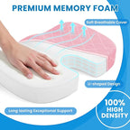 TushGuard Office/Car Seat Cushion, Non-Slip Sciatica & Back Coccyx Tailbone Pain Relief Chair Pad, Memory Foam Butt Pillow for Computer Desk, Wheelchair, Driving (Pink, X-Large)