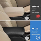 INTGET Center Console Cover for 2026 Jeep Grand Cherokee 2022 2023 2024 2025/Grand Cherokee L Accessories 2021-2026 Car Armrest Arm Rest Box Dog Seat Cover Console Lid Protector(Carbon Fiber Texture)
