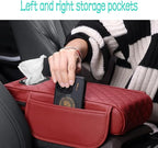 Car Armrest Cover Leather Car Console Covers Box Pad with Pocket and Tissue Box Arm Rest Cover for Car for SUV Truck Sedan Vehicle (Beige)