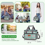 iknoe Insulated Lunch Bag, Foldable 8.5L Cooler Bag for Men & Women, Leakproof Thermal Design, Great for Office, Picnic, Travel, Lunch Box, Nattier Blue