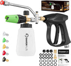 Foam Cannon Dual Connector Accessory,Pressure Washer Gun with Foam Cannon,1/4 Inch Quick Connector with 5 Power Washer Sprayer Nozzles,for Car Washing and Cleaning