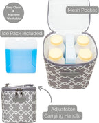Cold Gold Breastmilk Cooler Bag with Safety Tested Ice Pack – Insulated Milk Storage for Work, Travel & Daycare – Fits Bottles & Pump Parts – Durable, Washable, Safety-Tested Cooler for Moms (Gray)