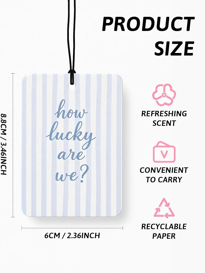 Blue Summer Beach Car Air Freshener 4 Pcs, Funky Preppy Surfboard Cheetah Coastal Hanging Air Freshener for Closet Drawer Books, Girly Beachy Car Accessories Mirror Decor for Women