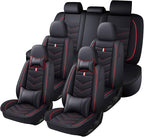 Car Seat Cover 7 Seats for Toyota Highlander 2001-2025, Waterproof Durable Premium Leather Car Seat Protector, Comfortable Anti-Slip Stylish Sport Seat Cover(7 Seats Luxury,Black Red)