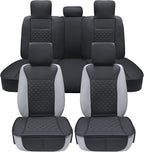 Elantrip Car Seat Cover Full Set Leather Car Seat Protector Universal fit for Most Cars SUVs and Trucks Water Proof Front and Rear Seat Protector Black
