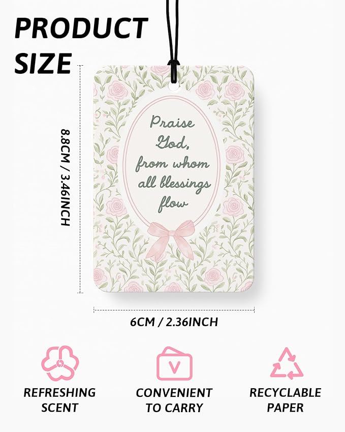 Inspirational Christian Car Air Freshener 4 Pcs Coconut Scented, Christian Car Accessories Mirror Decor for Women, Floral Bird Religious Hanging Air Freshener for Cars Closet Drawer Books