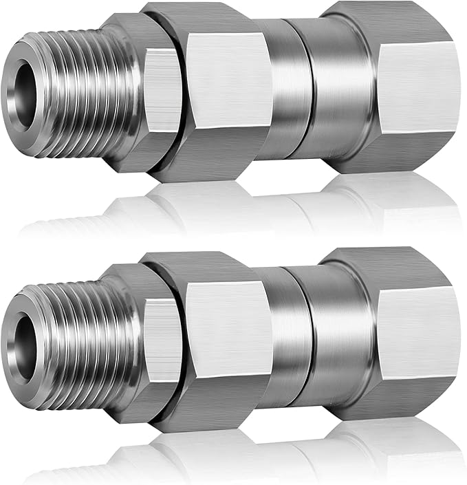 3/8 NPT Pressure Washer Swivel Fitting, Anti Twist 3/8 Male to Female Stainless Steel Connector Joint, 360 Degree Kink Free Swivel Fitting For Pressure Washer Gun, Hose(3/8 NPT Male to Female-2Pcs)