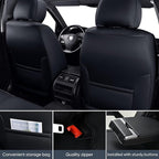 Auto Car Seat Covers Accessories Full Set Leather Cushion Protector Breathable Waterproof Seat Cover for Cars Universal Fit (Black&White, Front Pair and Rear)
