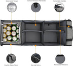 Collapsible Trunk Organizer with Insulated Leakproof Cooler Bag,Removable Lid,Adjustable Securing Straps,3 Compartments Trunk Organizer for SUV,Truck,Sedan(Light Grey)