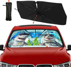 Socira Funny Sharks Car Windshield Sun Shade Umbrella Foldable Sunshade for Front Window Auto Windshield Sunshade Covers Car Accessories Protect from Sun Rays Heat 57'' X 30''