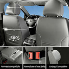 Fit TL Car Seat Covers for Acura TL 2004-2014 - Premium Leather, Waterproof, All-Weather, Airbag Compatible, Anti-Slip, Breathable, Easy Install, Seat Protectors, Full Set, Gray