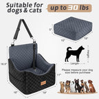 JOEJOY Elevated Dog Car Seat for Small/Medium Dogs up to 35 lbs, Memory Foam Booster Seat with Detachable Washable Cover, Travel-Safe Car Bed with Safety Belts & Storage Pockets, Dark Grey