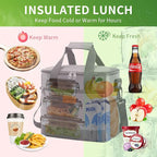 iknoe Large Cooler Bag Collapsible 24 Can Insulated Bags Leakproof Lunch Cooler Tote with Multi-Pockets for Adult Insulated Thermal Bag for Beach, Picnic, Office Work, Grey