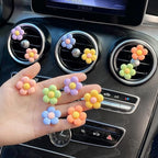 6 Pieces Flowers Car Air Vent Clips with Fragrance Pads Colorful Daisy Flower Car Air Freshener Groovy Retro Hippie Flowers Air Vent Decorations Cute Car Diffuser Accessories Car Interior Decor