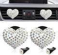 2 Pieces Bling Crystal Heart Car Vent Clips Sparkling Air Freshener and Decorative Accessories for Women Men SUV Truck (White)