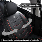 Universal Car Seat Covers, Black, Waterproof Faux Leather, Full 5-Seat Set, Non-slip, Contoured Fit, Suitable for Suvs, Sedans, Pickups, Upgraded Protection for Car Interiors, Airbag Compatible