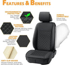 Elantrip 2PCs Front Car Seat Covers Leather Water Proof Seat Protector Universal fit for Most Cars SUVs and Trucks Black