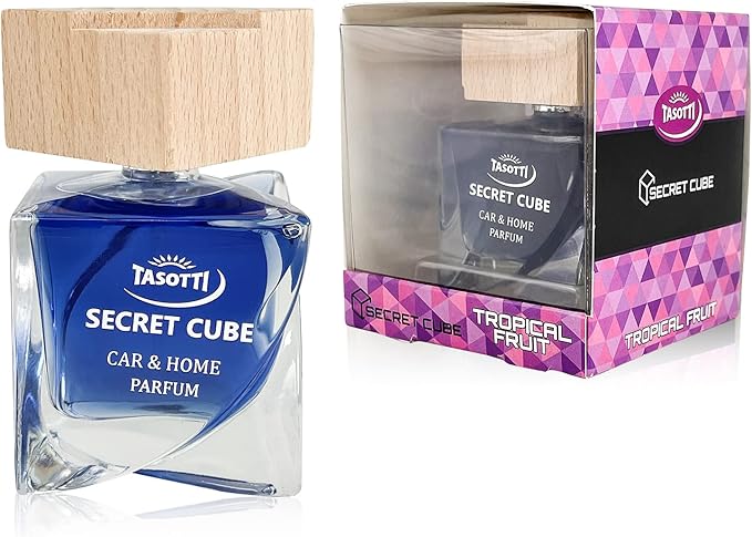 Tasotti Car Air Freshener, Luxury Perfume for Car and Home, Long-Lasting Air Freshener and Odor Eliminator, Secret Cube Collection (Tropical Fruit)