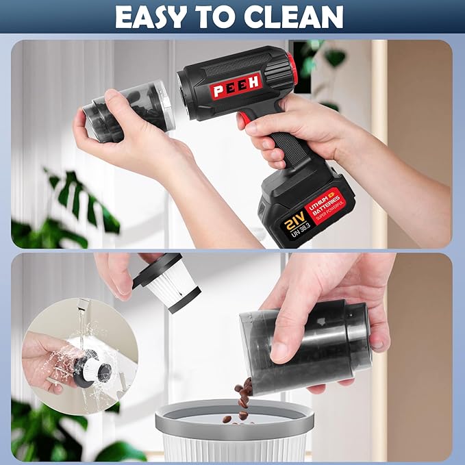 Handheld Vacuum for Home, Cordless Portable Vacuum Cleaner, Rechargeable with 60 Mins Max Runtime, High Power Vacuum for Car, Office, Pet Hair, Gap Cleaning (Black)