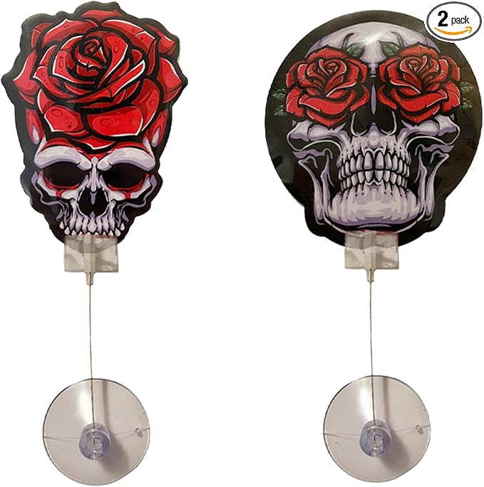2PCS Car Air Fresheners | The Air Freshener That Swings Back And Forth | Skull & Roses Scents Include, New Car, Forest Fresh, Black Ice, Lavender (Skull And Roses)
