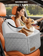 Dog Car Seat for Small/Medium Dogs, Elevated Dog Booster Seat Memory Foam Puppy Car Seat with Washable Cover, Travel Safety Pet Seat for Car with Storage Pockets Up to 35 lbs (Grey)