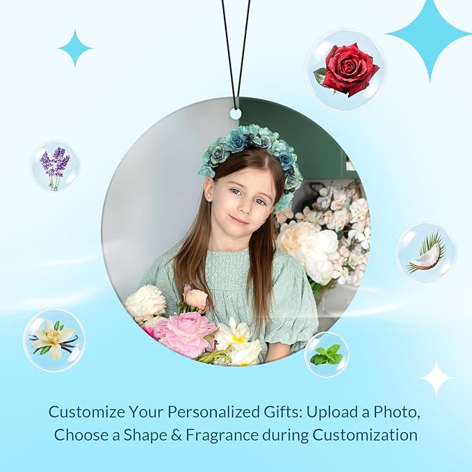 Custom Air Fresheners with Picture - Personalized Double Sided Photo Air Freshener, Customized Air Freshener for Car Wardrobe Bathroom Hanging Ornaments (A4-Round)