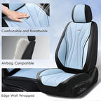 Coverado Front and Rear Seat Covers, 5 Seat Universal Seat Covers, Faux Leather Seat Cover for Trucks, Waterproof Car Seat Protector, Car Seat Cover Car Seat Cushion Fit for Most Cars (Black&Blue)