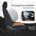 Coverado Car Seat Covers Full Set, Front Seat Covers with Lumbar Support and Back Seat Cover Waterproof Leather Automotive Seat Cover, Universal Car Interior Protectors Cushion for Most Cars