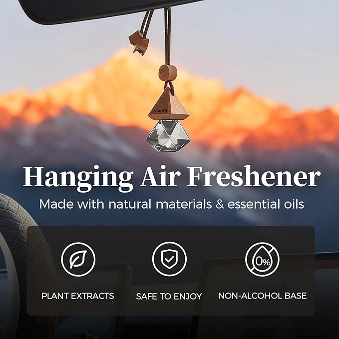 Car Air Freshener Hanging Diffuser with Natural Essential Oil, Ebony Agarwood Scent Car Fresheners, Long Lasting Car Smell Air Fresheners, Car Air Fresheners for Women & Men (Ebony Agarwood)