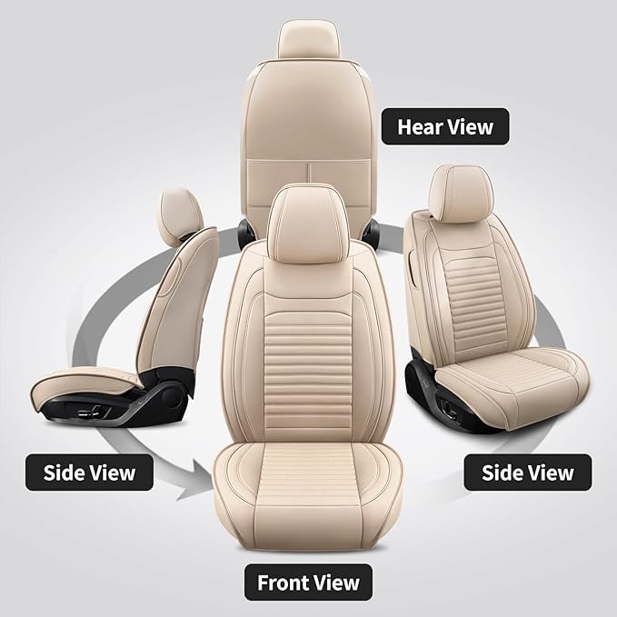 Front Seat Covers Fit for Toyota 4Runner 2001-2026, Car Seat Covers Front Seats, Breathable Faux Leather Automotive Seat Covers Front Pair Anti-Slip Seat Cover(Beige, Front)