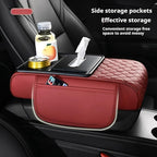 Center Console Cover Organizer, 5-In-1 Arm Rest Cover for Car with Cup Holder & Storage Pocket & Tissue Holder, Armrest Cover Cushion Pad, Grid, Grey