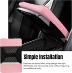 Hovom Car Center Console Armrest Pillow, 12.6"×7.87"×1.97" Leather Arm Rest Cover for Cars, Soft Comfortable Auto Armrest Cushion Pad, Vehicle Middle Console Cover, Car Accessories (Pink)