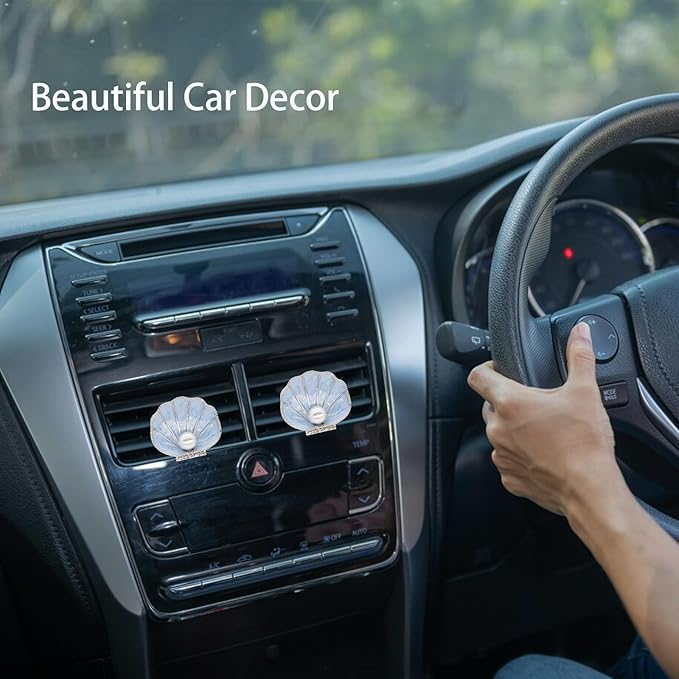2pcs Seashell Air Vent Clips Car Air Freshener Scallop Beach Ocean Themed Car Interior Decor for Women Light Blue Car Accessories Refillable Diffuser