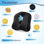Memory Foam Seat Chair Cushion for Relieves Back Sciatica Pain Tailbone Pain Coccyx Degenerating Disc Orthopedic Osteoarthritis Prostate Cushion Low Back Pain Cushion Hip Shaping (Black mesh)