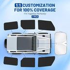 Car Window Shades Intended for Ford Bronco (4-Door) 2021-2025, Privacy Window Covers 7PCS for Side, Windshield, Car Shield Sunshade for Privacy Protection, Heat Blocking, Camping and Parking