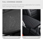 Patchwork Leather Center Console Covers for Cars,Upgraded Arm Rest Cover for Car with Side Storage Pocket for Car Seat Organizer,Middle Console Cover Stylish Car Decoration (Black)