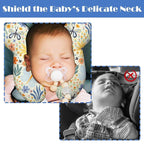 Baby Head Support Pillow for Newborn Toddler, Baby Neck Pillow Upgraded Comfortable Sleep Cushion for Car Plane Stroller Pushchair - Flower A
