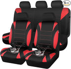 CAR PASS Neoprene Wetsuit Seat Covers, Waterproof Car Seat Covers Full Sets with 5mm Composite EVA, Universal Fit for Car,Sedan, SUV TrucksAnti Slip, Airbag Compatible(Black Red