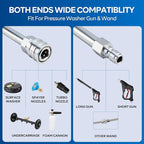 Pressure Washer Extension Wand, Power Washer Wand Extension, Stainless Steel Lance 1/4 Inch Quick Connect to M22, 17 Inch Extension Wand and 30 Degree Curved Angled Extension Wand, 2 Pack