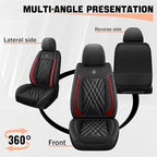 Car Seat Covers Compatible with Toyota Camry 2012-2026 Durable Waterproof Automotive Seat Covers Stretchable Fabric Material, Airbag Compatibility, Premium Nappa Leather(Black Red, Full Set)