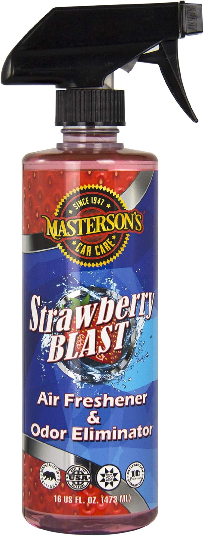 Masterson's Car Care MCC_120_16 Strawberry Blast Air Freshener - Premium Sprayable Scent For Cars, Trucks, RVs, Restroom Hotels, Home, and Office - Removed Pet, Smoke, Food Odors (16 oz)