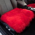 Winter Warmth: Universal Sheepskin Seat Cushion Cover - Natural Wool, for Cars, Trucks, SUVs & Vans - Cozy & Stylish Driving Companion Front Red