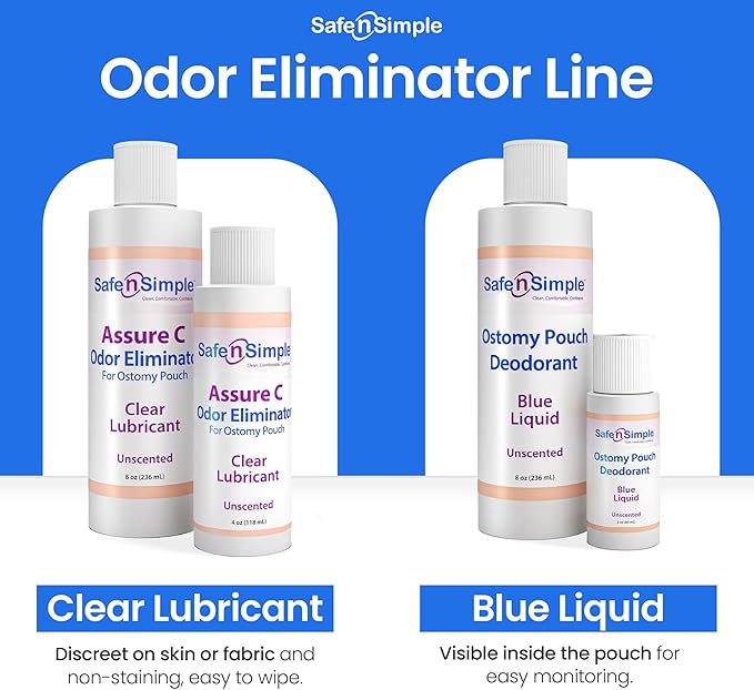 Safe n' Simple Ostomy Deodorant Classic Blue - Odor Eliminator Ostomy - Ostomy Pouch Deodorant - Colostomy Bag Odor Eliminator - Colostomy Bag Deodorizer - 8 Fluid Ounce Drops - Ostomy Accessories