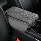 Center Console Armrest Cover, Universal Leather Waterproof Armrest Seat Box Cover Protector, Car Armrest Cover Cushion with 2 Storage Bags(Black) (Gray)