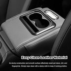 Car Center Console Armrest Pillow, Multifunctional Armrest Box Cover with Cup Phone Tissue Holder & Side Pockets, Waterproof Leather Middle Console Cushion for Most Vehicles (Gray, Normal)