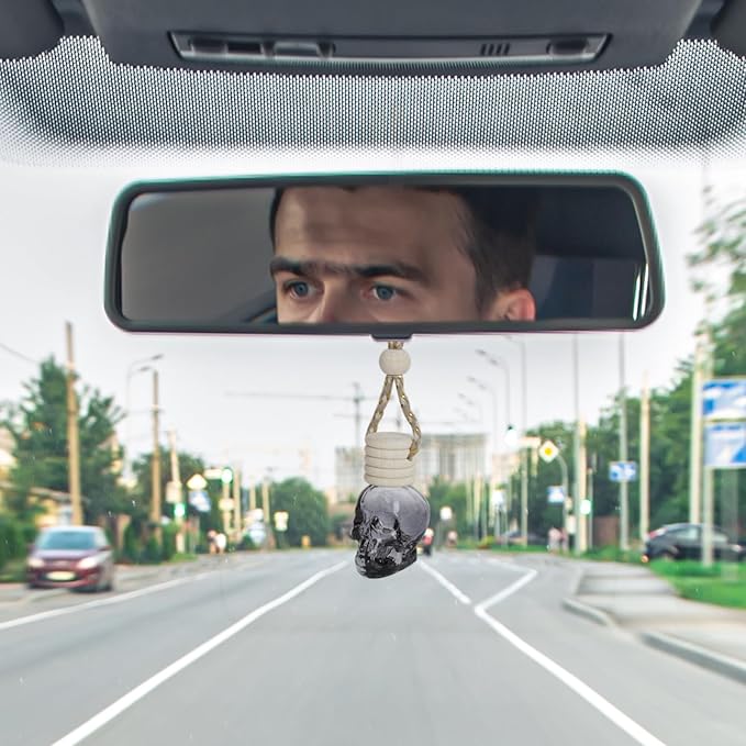 Skull Air Freshener Car Hanging, Car Air Freshener Cars Diffuser Bottles, Refillable Perfume Bottles Pendant Auto Interior Decor for Essential Oil Fragrance Aromatherapy Bottle Ornament (6 Pcs)