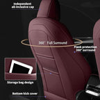 AOMSAZTO Car Seat Cover Fit for Tesla Model Y 2020 2021 2022 2023 2024 2025 5 Seater - Full Set Wine Red Seat Covers