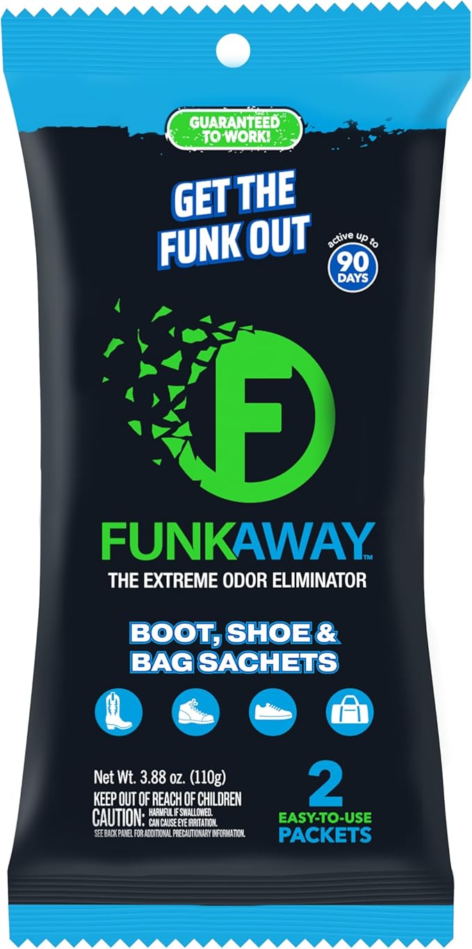 FunkAway Extreme Shoe Deodorizer Sachet, Long-Lasting Odor Eliminator for Shoes, Boots and Bags, Odor Neutralizer Scented Sachets Absorb and Eliminate Funk at the Source