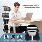 FLORICH Memory Foam Double Layer Breathable Mesh Lumbar Support Ergonomic Leather Lumbar Support Pillow with 3D Mesh Back Support and Adjustable Strap for CarSeat & Office Chair(Leather Black)